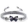 AOWNE Bracciale da donna con farfalla brillante intrecciato braccialetto coppia regalo a mano, grigio-grigio