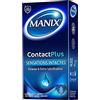 Manix Contact Plus: scatola di 12 preservativi per uomo ultra sottile e extra lubrificati per sensazioni intatti/diametro 53 mm