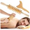 Syglawnd Strumenti per scolpire il corpo, strumento per drenaggio linfatico 2 pezzi, strumenti per massaggio in legno naturale, strumento Gua Sha corpo liscio riutilizzabile ＆ Rullo massaggiante in legno a 9