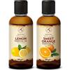 AROMATIKA Olio essenziale di Limone & di Arancia Dolce 2x100 ml - Citrus Limon - Citrus Sinensis - Naturale e Puro - Olio essenziali per Diffusori - Profumi per la Casa - Saponi e Candele - Aromaterapia