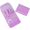 Generic Set professionale per manicure, 16 pezzi, in acciaio inox, kit per pedicure e toelettatura con custodia da viaggio in pelle per unghie spesse, uomini e donne (viola)