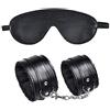 Oziral Kit Bondage, Manette sexy + Maschera per Gli Occhi in Pelle Bondage Giocattoli Erotici per Coppie Adulte Nero
