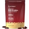 Horbäach Olio di Krill Puro Antartico 2000mg con Astaxantina e Fosfolipidi | 60 Perle | Acidi Grassi Omega 3 con 340 mg di EPA e DHA | Integratore Olio di Pesce | di Horbaach