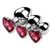 QIJIHE Set di plug anali in acciaio inox (piccolo 28 mm, medio 34 mm, grande 40 mm), in metallo con cristallo a forma di cuore - Sex toy, plug anale per principianti, uomini e donne