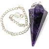 DOJA Barcelona | Pendolo Ametista | Pendolo con 7 Pietre e Cristalli Chakra + Pietra Ametista Pietra Naturale | Pendolino Divinazione, Pendolo Radioestesia, Meditazione, Equilibrio Reiki, Esoterismo