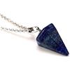 QJZM Natural Gem Stone Pyramid Pendulum Pendant Crystal Quartz Onyx Necklaces Suspension for Women Men-Black Agates Small