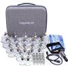 lianjindun Set di coppette per massaggi, 24 coppette sottovuoto di alta qualità, con rilascio miofasciale, set professionale per terapia di coppettazione con pompe a mano e libro per coppettazione, kit di
