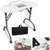 LZQ Tavolo per unghie con aspirazione, tavolo da manicure pieghevole con aspirapolvere per unghie, 90 x 37 x 77 cm, bianco