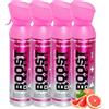 Boost Oxygen - Bombola di Ossigeno Portatile - Bomboletta di Ossigeno Puro e Naturale al 95% - Concentrazione, Recupero, Energia, Umore, Medio - 20Lt,4x5Lt (4x Pacchi - 400 Inalazioni) - Pompelmo Rosa