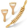 Uoimky 3 rulli fasciali in legno, rullo massaggiante in legno con manico, set massaggiante anti anti cellulite per schiena, gambe, collo, rilassamento muscolare cellulite