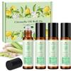 ZKONLY citronella olio essenziale Roll-on per interno esterno, 4 flaconi da 10 ml olio essenziale per i viaggi all'aperto, campeggio ed escursionismo, regalo rilassante per donne, compleanno, Natale