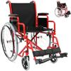 GOVITA Carrozzina per anziani Pieghevole leggera ad Autospinta Sedia A Rotelle Pieghevole leggera per Disabili Ed Anziani 46 Cm, Braccioli E Poggiapiedi Estraibili con cintura di Sicurezza.