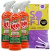FEI FAN SET: 3x Spray Multiuso PULISCE E SGRASSA Con Aceto Di Mele Biologico. Elimina Tutti i Cattivi Odori 800ml + Panno In Lattice SOFT, Formato 30x30cm