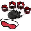 feifanshop Set per bondage da letto con catenine, giocattolo sessuale per coppie, estremamente stabile, BDSM con manette, benda, rosso