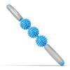 HappyStream Rullo massaggiante con manico, 40 cm, asta fasciale con 3 palline, rullo massaggiante piccolo, rullo fasciale con maniglie per gambe, collo, schiena, spalle (azzurro)