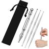 Matwsec 4 penne per agopressione in acciaio inox, strumento per massaggi per corpo, viso con testa di 8 dimensioni, aghi manuali per agopressione, strumento per tessuti profondi, per rilassare tutto il corpo