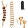 Giabuao Set di 4 Rulli Massaggianti in Legno, per Drenaggio Linfatico, Anticellulite, Allentamento della Fascia e Modellazione del Corpo, in Faggio