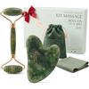 OanovA Kit Gua Sha per Viso e Corpo & Roller | Pietra Di Giada Verde | Massaggio Antirughe & Drenaggio Linfatico | Lifting Mento Doppio | Guasha | Maderotherapy | Gasha | Raffinare Shaper del Viso [OanovA]