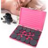 JINPRDAMZ Hot Stone - Set di 20 pietre massaggianti basalto in valigetta riscaldante per utenti domestici, spa, set professionale per massaggi hot stone, massaggiatore e relax