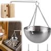 GOMETY Ciotola aromatica per sauna, 12 cm, in acciaio inox, con catena e accessori, 350 ml, da appendere, per sauna, spa, rotonda, da appendere, per sauna e spa