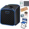 HOMASIS Mini Sauna a Vapore Portatile, Sauna Domestica con Generatore di Vapore da 2 L, Telecomando, 9 Livelli di Temperatura e Timer, Sedia Pieghevole e Massaggiatore per i Piedi (Nero)