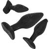 Belmalia Giocattoli Erotici Adulti - 3X Anal-Plug con Piede Stabile, Silicone Dildo Triple Set Ø 30 Ø 40 Ø 45 mm, Butt-Plug Nero