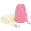 Linkidea Set da 3 sacchetti per sapone, busta in rete esfoliante con cordoncino, porta saponetta a tasca per bagno/doccia, schiuma ricca, viaggio/palestra (3 colori casuali)