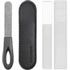 VOGARB Lima professionale per unghie con custodia da 7.9 cm a doppia faccia con 180 grane diamantate, manico antiscivolo, in acciaio inox, da viaggio, colore: nero (1 confezione (B))