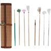 Srliya Kit Piume per Pulizia Orecchie, Set di Strumenti per Massaggio Rimozione Cerume con Tappetino in bambù, Set Portatile per Pulizia Orecchie con Stuzzicadenti, 7 Piume D'oca per il