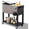 VINGLI Raffreddatore da patio con apribottiglie, 80 litri, per feste in giardino all'aperto, con acchiappasogni, portatile, con ruote, per patio, grigio