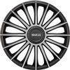 Sparco Spc1393Bksv Set Copricerchi 4 Pezzi Treviso 13 Pollici Nero/Argento, Silver, Set Di 4