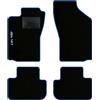 QUEMAR Tappetini Auto per Alfa Romeo 147, Bordo Blu, 1 Ricamo | 2000-2012 / Kit Tappeti Moquette e Gomma su Misura / Set 2 Anteriori + 2 Posteriori / Ricami e Colori Personalizzati