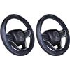 ISTN Coprivolante per Auto in Pelle Microfibra 38 cm per la Maggior Parte delle Auto (Nero Grigio) (Confezione da 2)