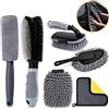 Generic Kit di pulizia per auto, set da 6, 8, 9 o 10 pezzi con asciugamani in microfibra, guanto da bagno, spazzola per pneumatici e applicatore per cera, per la cura interna ed esterna (set da 6 pezzi)