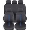 Auto Accessori Lupex Coprisedili per auto Universali, tessuto poliestere, set fodere protezione sedili, copertura adattabile, No Suv (Anteriori e Posteriori, C - Blu Scuro)