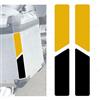BLACK DOVES GRAPHICS 2pz Rifrangenti Strisce bicolori Adesivi compatibili con TOURATECH Valigie LATERALI (giallo-nero)