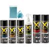 XFORTE free to be XFORTE Kit Pulizia Moto Completo Senza Acqua, Detergenti Professionali | Pulizia moto a secco per catena, freni, cerchi, motore e carrozzeria, con 2 lucidanti e 9 panni tecnici.