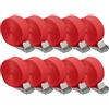 NIERBO Cinghie di Tensione con Cricchetto 10 Pezzi, Cinghie di Fissaggio Regolabili 2,5cm x 2,5m Cinghia di Ancoraggio per Portabici Moto Portapacchi Auto (Rosso)