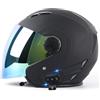 JianJud Caschi Jet Per Moto Bluetooth, Caschi Per Moto Con Lenti Anti-Appannamento Ad Alta Definizione, Certificazione DOT / ECE Con Funzione Di Risposta Automatica Per Metà Caschi Per Adulti (A, L)