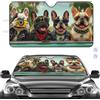Generic Parasole per Parabrezza Auto Nero con Stampa di Quattro Bulldog Francesi con Occhiali da Sole e Fotocamera, Protezione UV per Interni Auto, Durevole, Accessorio Universale per Tutti i Tipi di Veicoli
