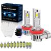 KaiDengZhe H11 LED Lampadina per Fari, KaiDengZhe 2PCS H11 H8 LED Lampadina più Luminosa al 600% Plug and Play Mini 28000LM 120W 6500K H11 Faro per Auto con Turbofan con 10PCS Kit Lampadine per Luci Interne Auto