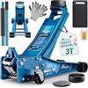 TRESKO Cric idraulico 3T, altezza di sollevamento 75 - 510 mm, cric idraulico per auto Jack piatto con doppio pistone e ruote a 360°, sollevatore auto con 2 cuscinetti in gomma, tappetino protettivo