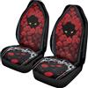 ZIATUBLES Coprisedili anteriori per auto, motivo gatto nero con rosa rossa, accessori per auto per donne e uomini, traspiranti, protezione per sedili auto, decorazione per interni per berlina, 2 pezzi