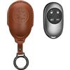 kwmobile Custodia Chiavi Vera Pelle Compatibile con Fiat 500E Chiave auto a 4 pulsanti Custodia - Car Key Case con Anello Portachiavi - Accessori Auto - marrone chiaro