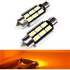 SOCAL-LED LIGHTING SoCal-LED 2X 3710 36mm Lampadine LED a Festone Canbus 6W Luce a Cupola Interna SMD 5730 ad Alta Potenza Luminosa, Luce Mappa, Giallo (Ambra)