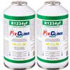 FixClima 2 kit di ricarica per condizionatore d'aria auto per R1234yf (a partire dal 2016), gas di ricambio 340 g (2 x 170 g equivalenti a 906 g R1234yf) - refrigerante gas con olio e rilevamento di