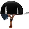 Woljay Casco da motociclista vintage retrò aperto berretto da baseball mezzo casco con lente estraibile per ciclomotore jet scooter street cruiser - Certificato DOT / ECER22-05