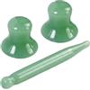 Naapesi Set 3 Pezzi Gua Sha Viso Fungo e Penna Agopuntura in Giada, Massaggiatore Facciale Anti-Aging e Lifting, Drenaggio Linfatico per Occhi, Collo e Corpo, Idea Regalo per Relax e Bellezza
