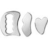 Naapesi 3 Pezzi Gua Sha Viso e Corpo Set in Acciaio Inox 420, Massaggiatore Viso per Drenaggio Linfatico e Rilassamento Muscolare, Strumento Guasha Multifunzione con Borsa Portaoggetti.