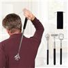 Generic Grattaschiena in acciaio inox con manico ergonomico a lunga portata portatile design compatto per uso domestico ufficio viaggi (nero)